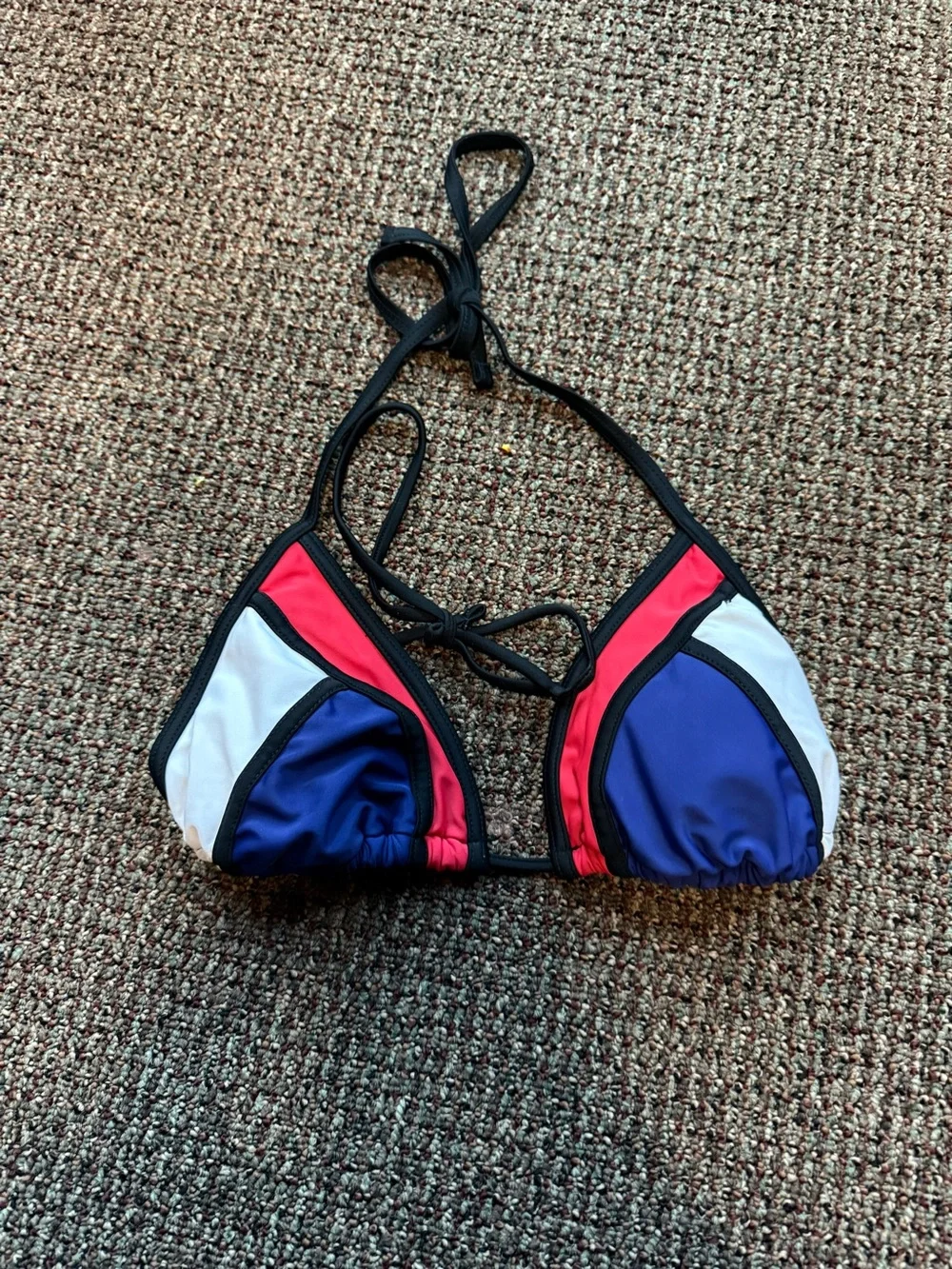 Women’s Colorblock Triangle Bikini Top in Blue, White & Red